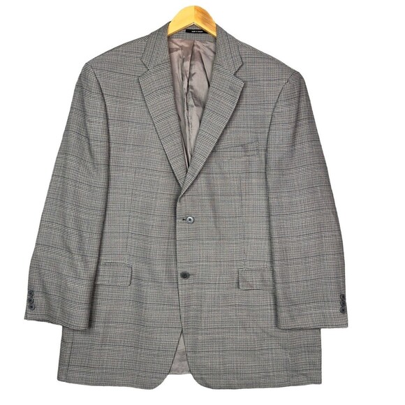 Men’s 46R Wool Blazer Grey Plaid Sport Coat Classic Fit Made in Canada - Picture 1 of 15